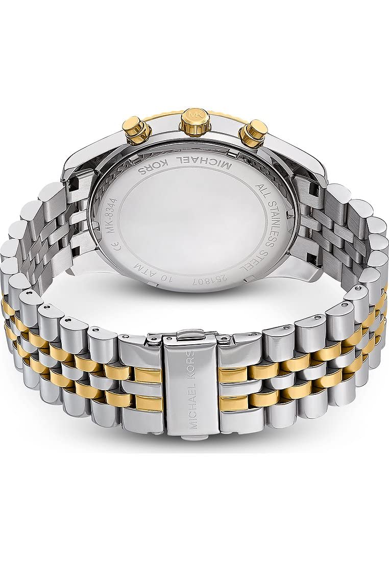 Michael Kors - Cronógrafo Lexington con Correa de Acero Inoxidable Plateado y Dorado para Hombre MK8344
