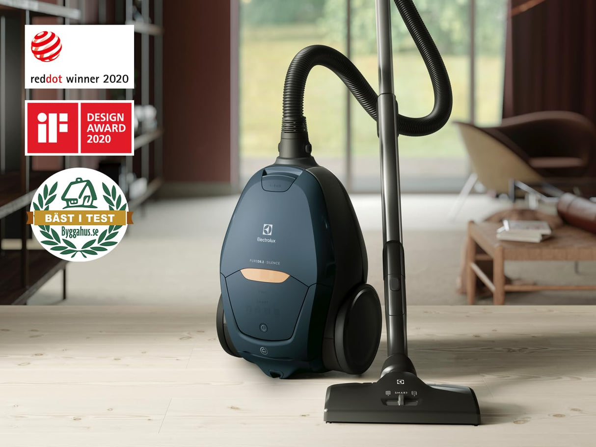 Electrolux PureD8 Pure D8 PD82-8DB-Aspiradora con Bolsa ultrasilenciosa-Regulador automático de Potencia SmartMode y tecnología PureSound-Color Azul, plástico, 600 W, 3.5 Liters, 57 Decibeles