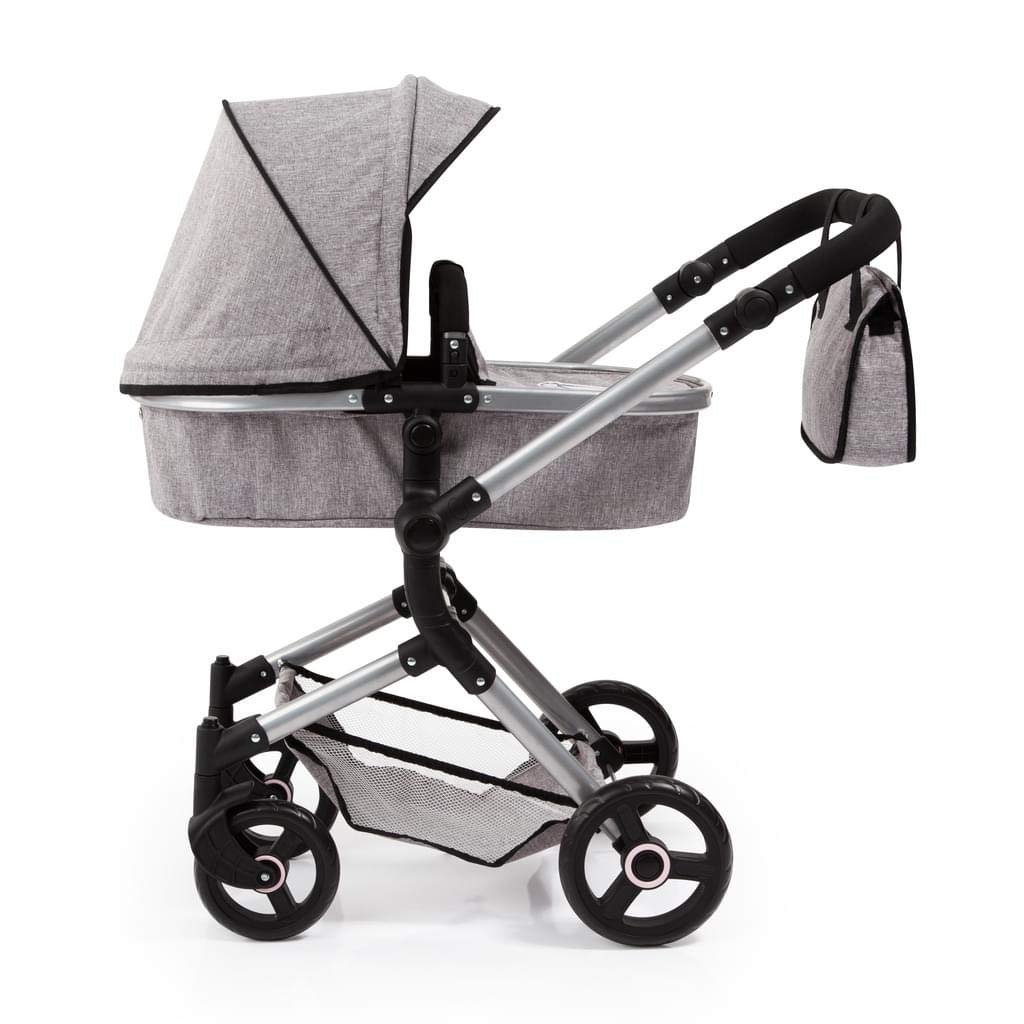 Bayer Design 18410Aa, Cochecito de Muñecas, Carro Neo Vario, Combolsa, Convertible, Plegable, Ajustable, Gris Comcorona, Color