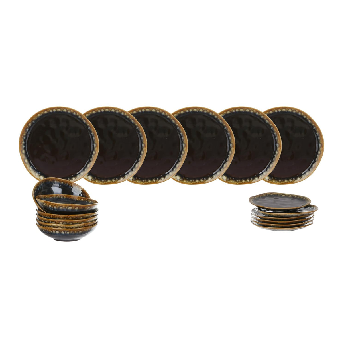 Servicio de 18 platos terracota negro oro Olympus