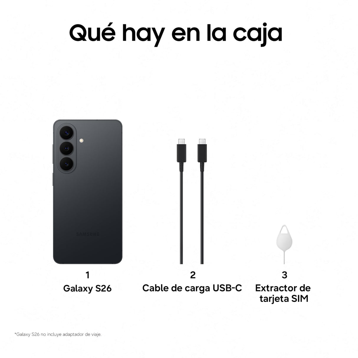 Samsung Galaxy S26, 512GB, Teléfono Móvil con Galaxy AI, Cámara 50MP, 12GB RAM, Batería 4300mAh, Garantía del Fabricante 3 Años + 1 Año Extra, Color Negro (Versión Española)