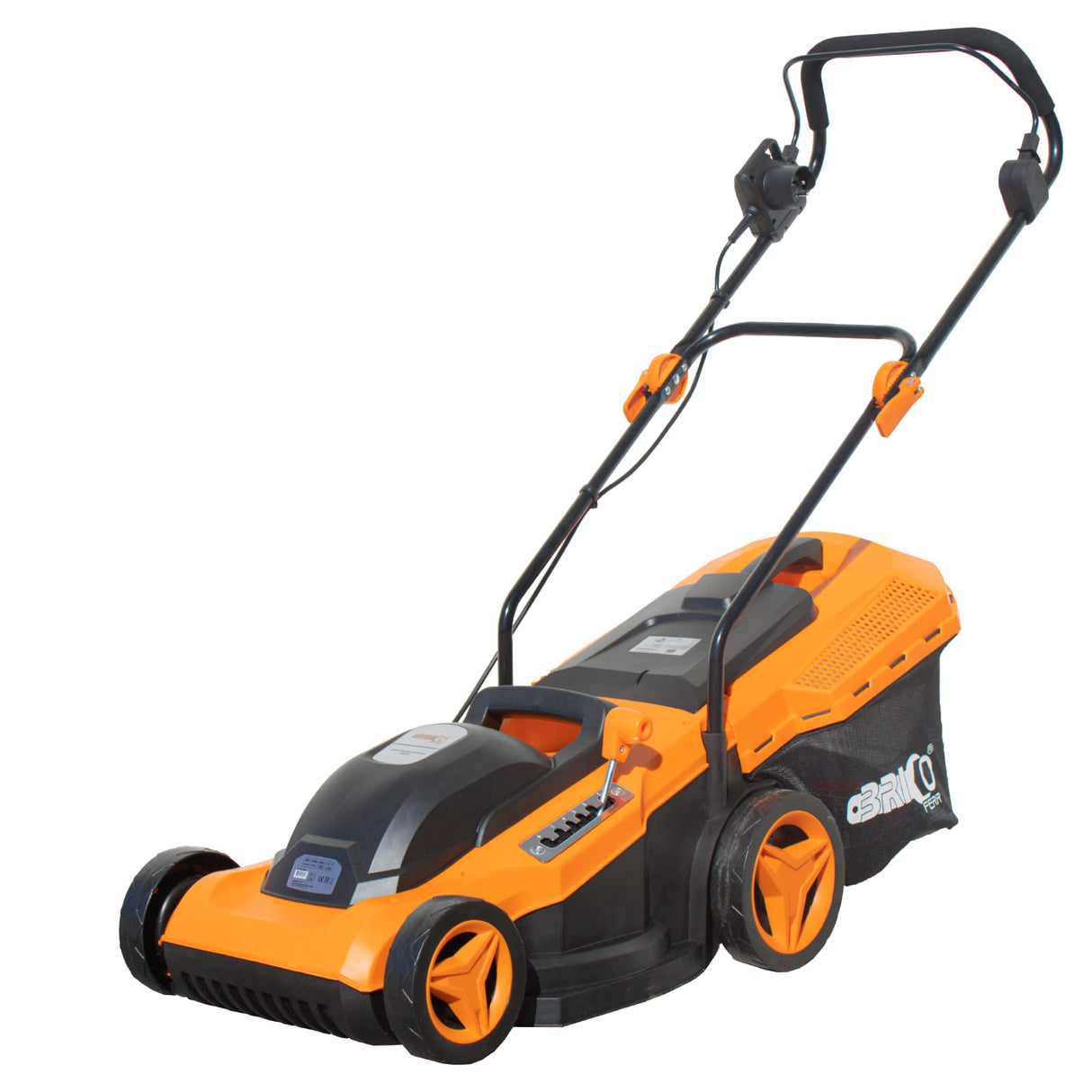 Bricoferrr Cortacésped Eléctrico - 1600W, Ancho de Corte 38 cm, Altura Regulable