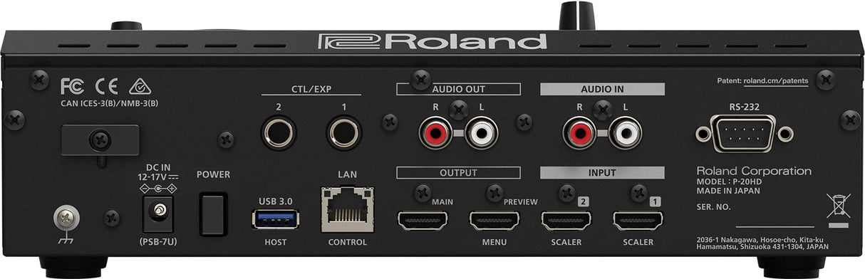 Completo repetidor instantáneo de vídeo Roland P-20HD, Salida 1080i y exportación de Archivos MP4