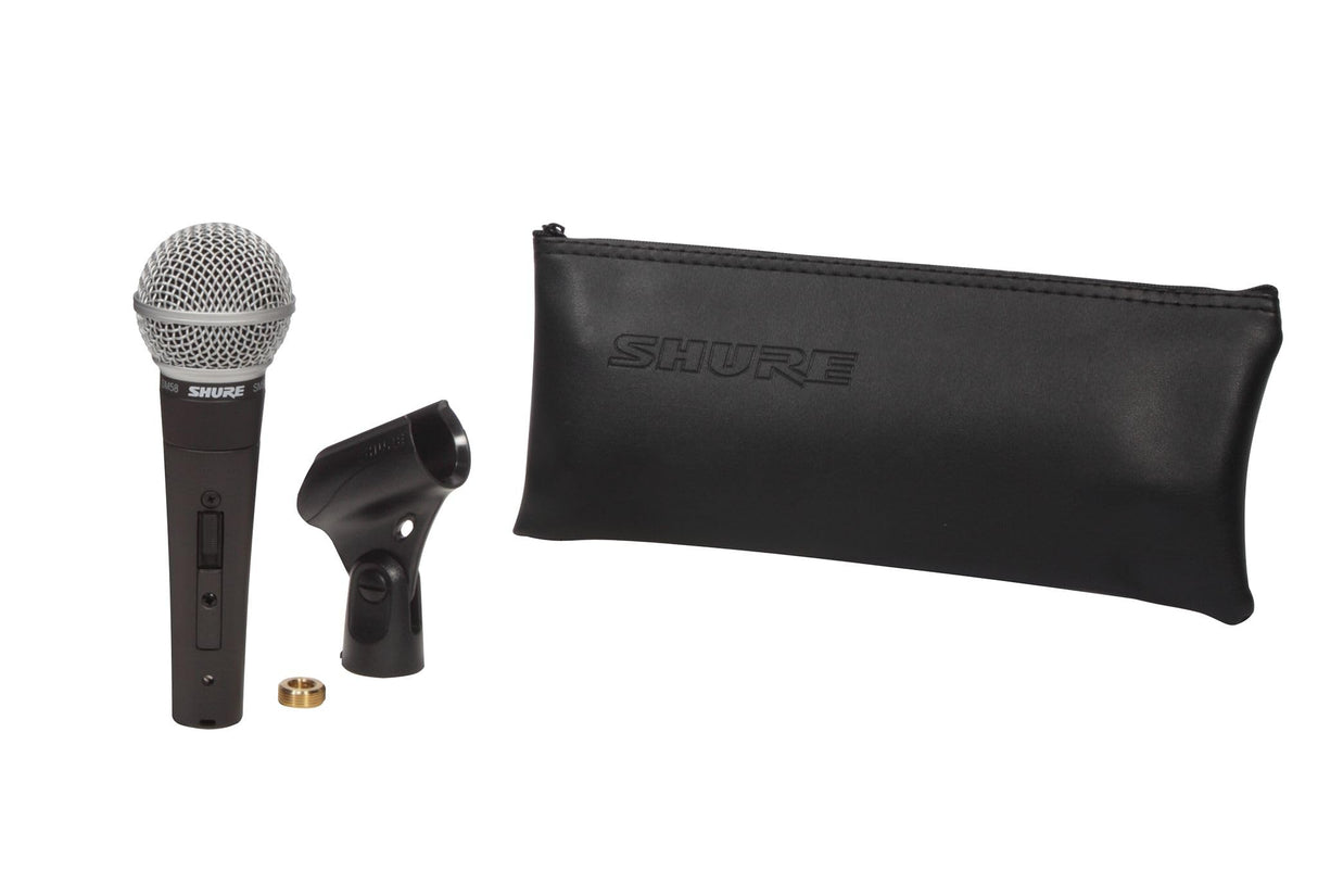 Shure SM58SE Micrófono Vocal dinámico cardioide con Interruptor de Encendido y Apagado, Filtro Pop Incorporado, Clip de micrófono A25D, Bolsa de Almacenamiento, Conector XLR de 3 Pines