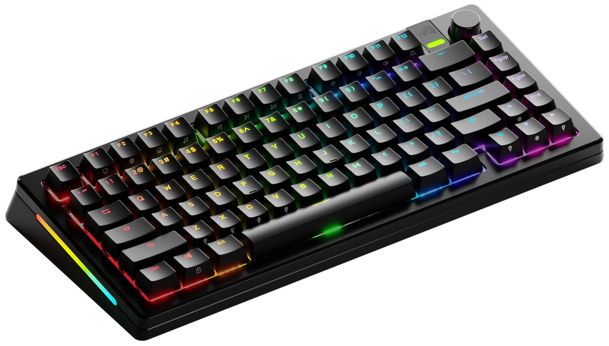 Glorious Gaming GMMK 3 Pro trådlöst mekaniskt tangentbord, Bluetooth Och 2,4 GHz, utbytbara MX-brytare, modulärt aluminiumhölje Och packningssystem, doubleshot-tangenter, 75% TKL, USA QWERTY - Svart
