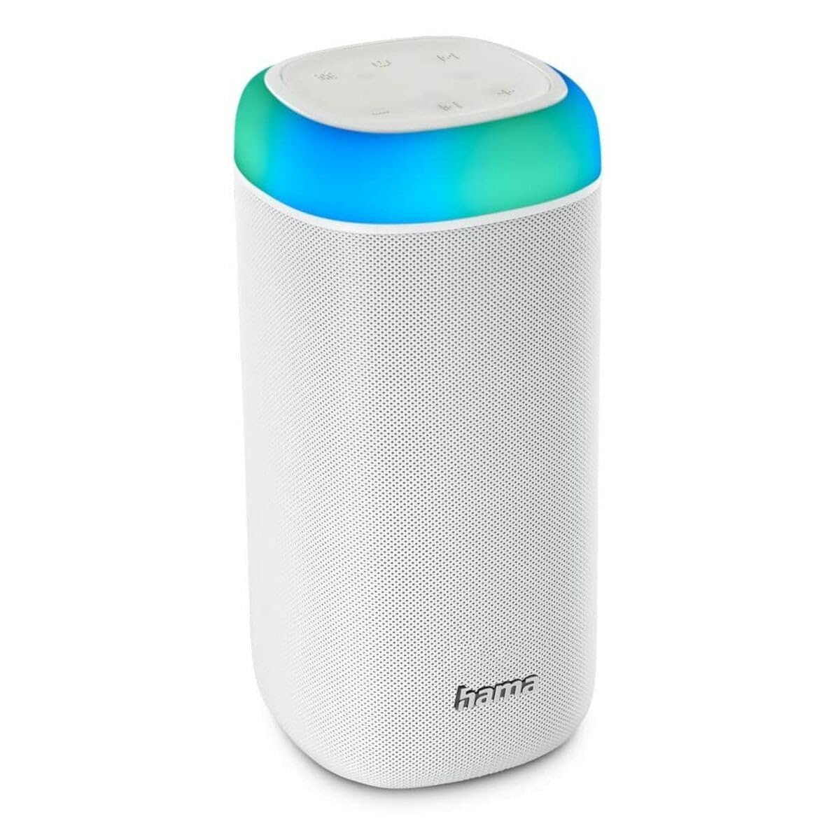 Hama | Altavoz Bluetooth Compacto 5W con iluminación LED, batería 10 h, Manos Libres y Entrada Auxiliar – portátil e Impermeable - Blanco