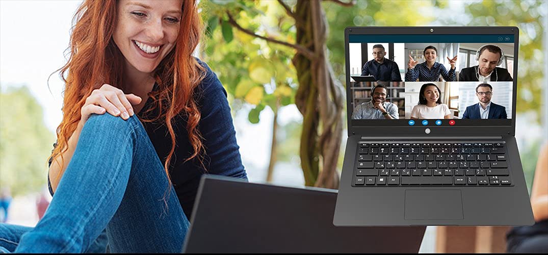 TECHBITE Portátil ZIN BIS de 14,1" HD, 64 GB EMMC, portátil de oficina, portátil delgado, gran panel táctil, windows 10 pro, Intel Celeron N3450 de cuatro núcleos, 5000 mAh, Teclado QWERTY, Teclado EN