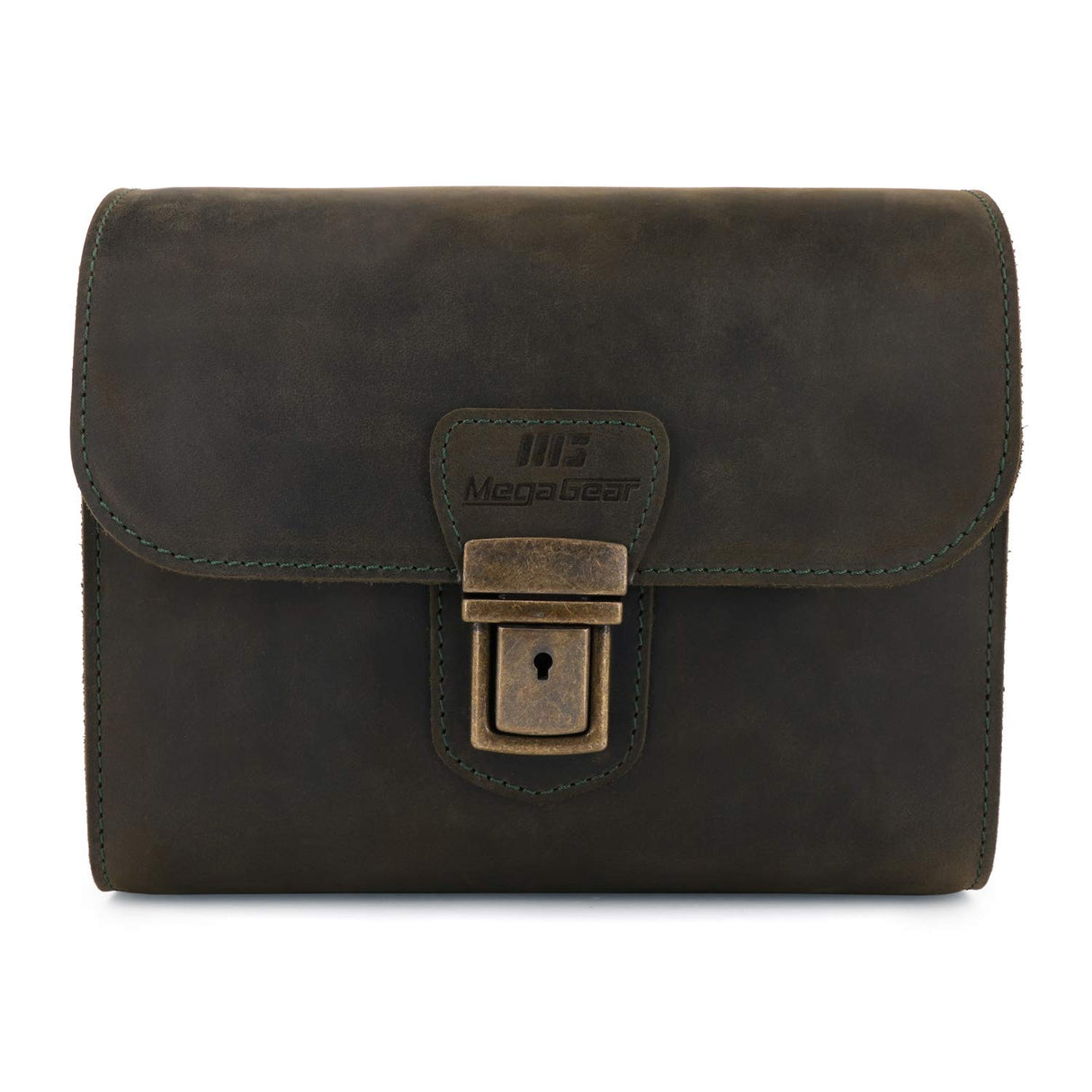 MegaGear Pebble MG1723 - Bolso Bandolera de Piel para cámaras réflex Digitales y sin Espejo, Color Verde