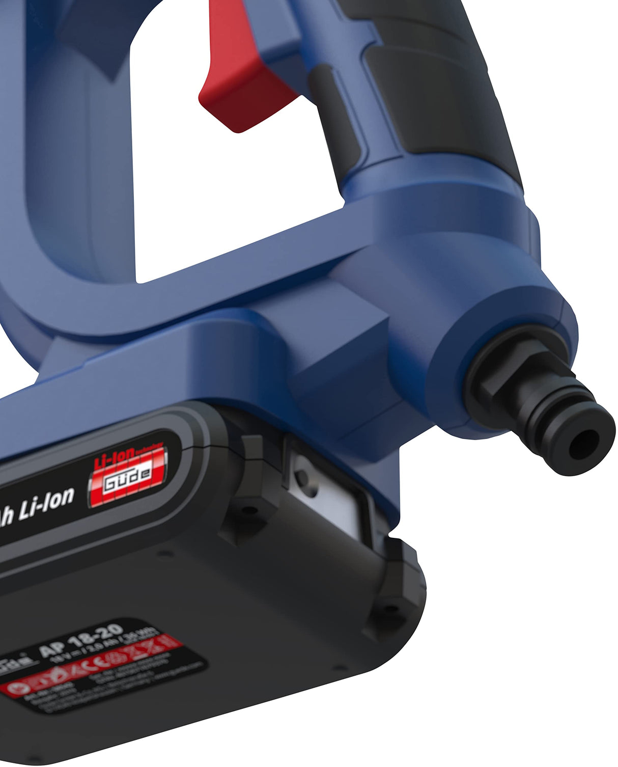 Güde DR 18-201-23 - Limpiador a presión (18 V, Easy Energy Exchange, presión máxima de 22 Bar, 120 l/h de Volumen máximo, Boquilla multifunción de 6 vías, autocebante, Incluye batería de 2,0 Ah y