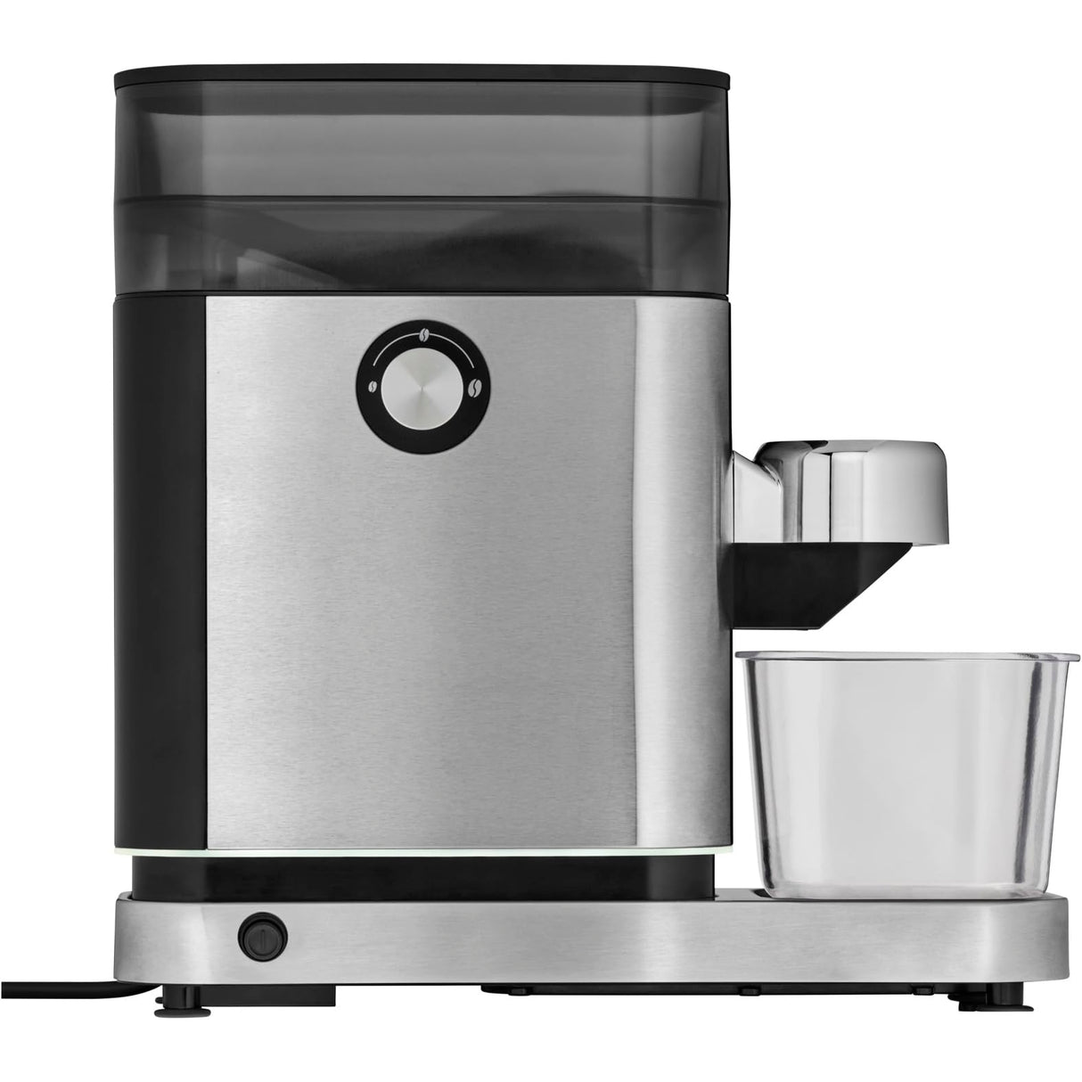 WMF Lumero - Molinillo de café espresso eléctrico, 150 W, botones táctiles LED, 40 grados de molienda, contenedor de harina de café, acero inoxidable Cromargan mate