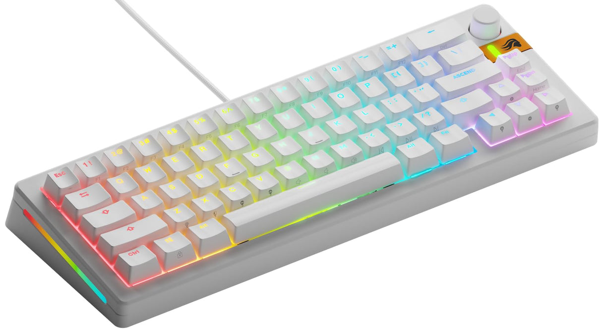 Glorious Gaming GMMK 3 HE Med dynamiska avtryckare, Hall Effect, 8K uppdateringsfrekvens, MX- Och magnetbrytare, 65% kompakt, modulärt packningssystem, doubleshot PBT-tangenter, USA QWERTY - Vit