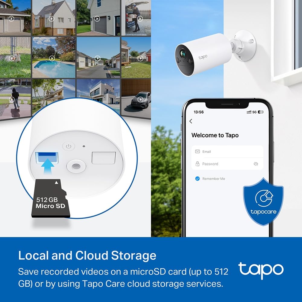 Tapo C410(4-Pack) - Cámara Wi-Fi de Batería para Exterior/Interior, 2K 3MP, 6400mAh, Detección de Personas por IA, Visión Nocturna a Color, No Requiere Hub, Compatible con Panel Solar