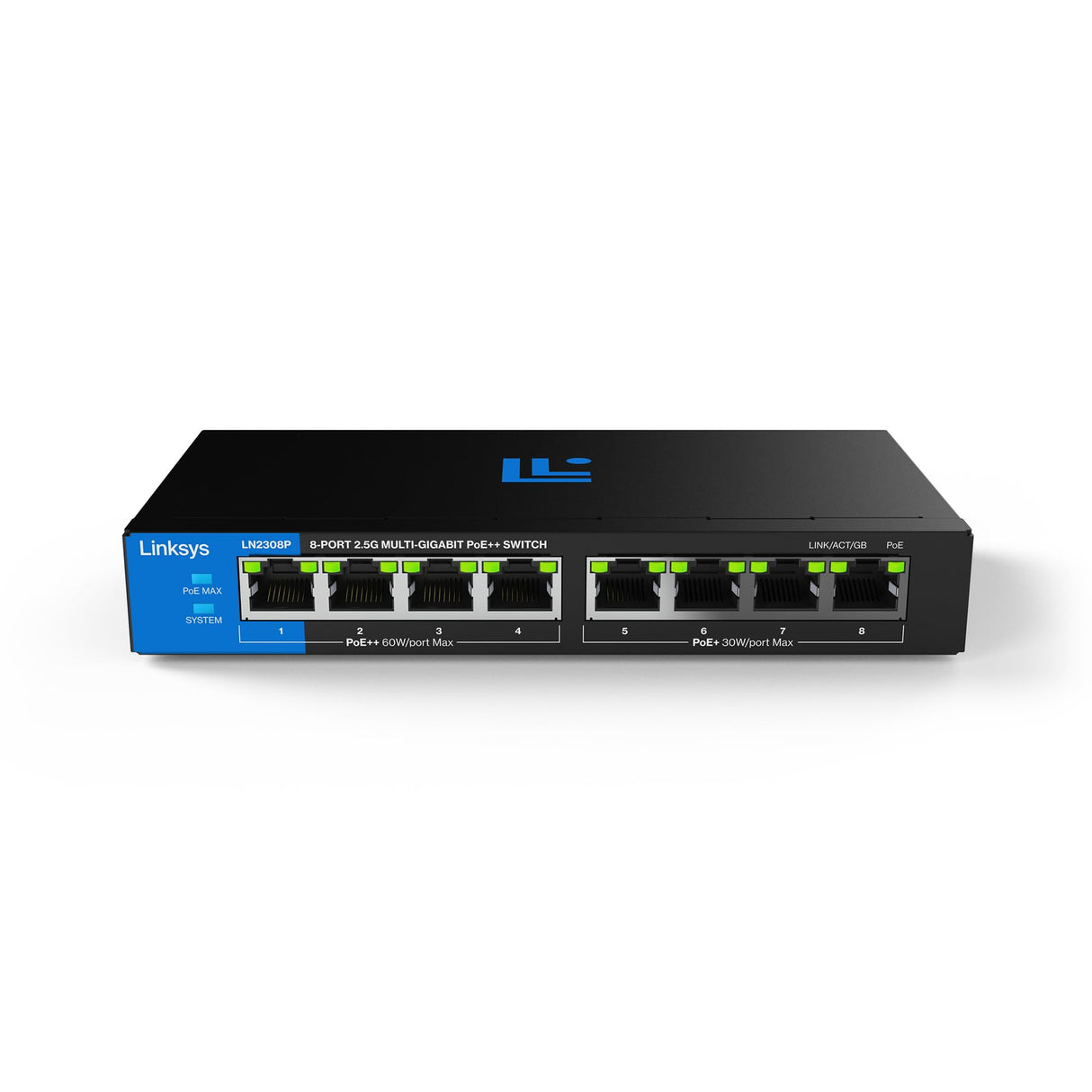 Switch PoE++ multigigabit Linksys no administrado de 8 Puertos y 2,5 G | Ethernet bajo Consumo | Control dúplex Completo | para WiFi 6/6E/7 y cámaras IP | Carcasa metálica | Presupuesto PoE de 180 W