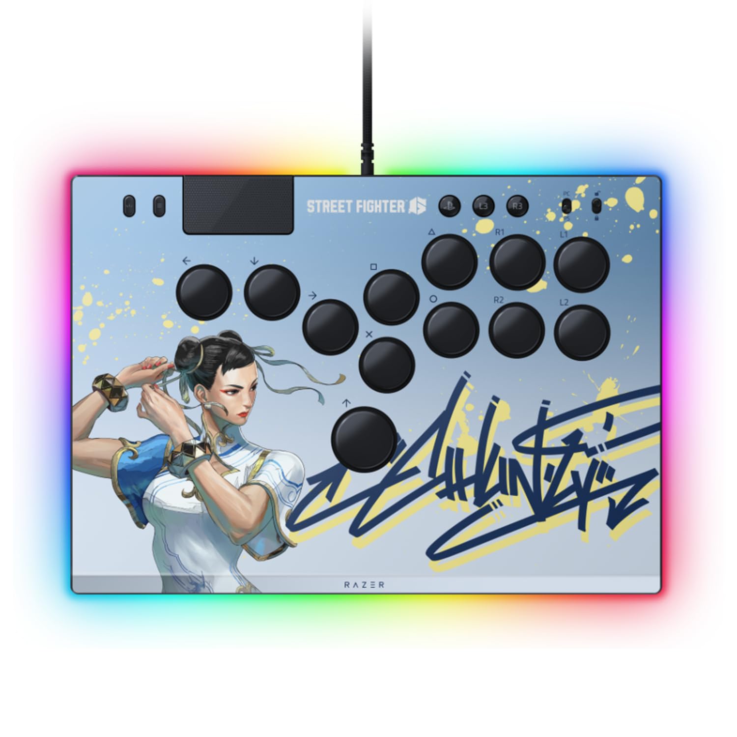 Razer Kitsune - Mando Arcade óptico multibotón para PS5 y PC (Disposición precisa de los botones de movimiento cuádruple, Switches ópticos de perfil bajo lineales Razer) Chun-Li Ed.