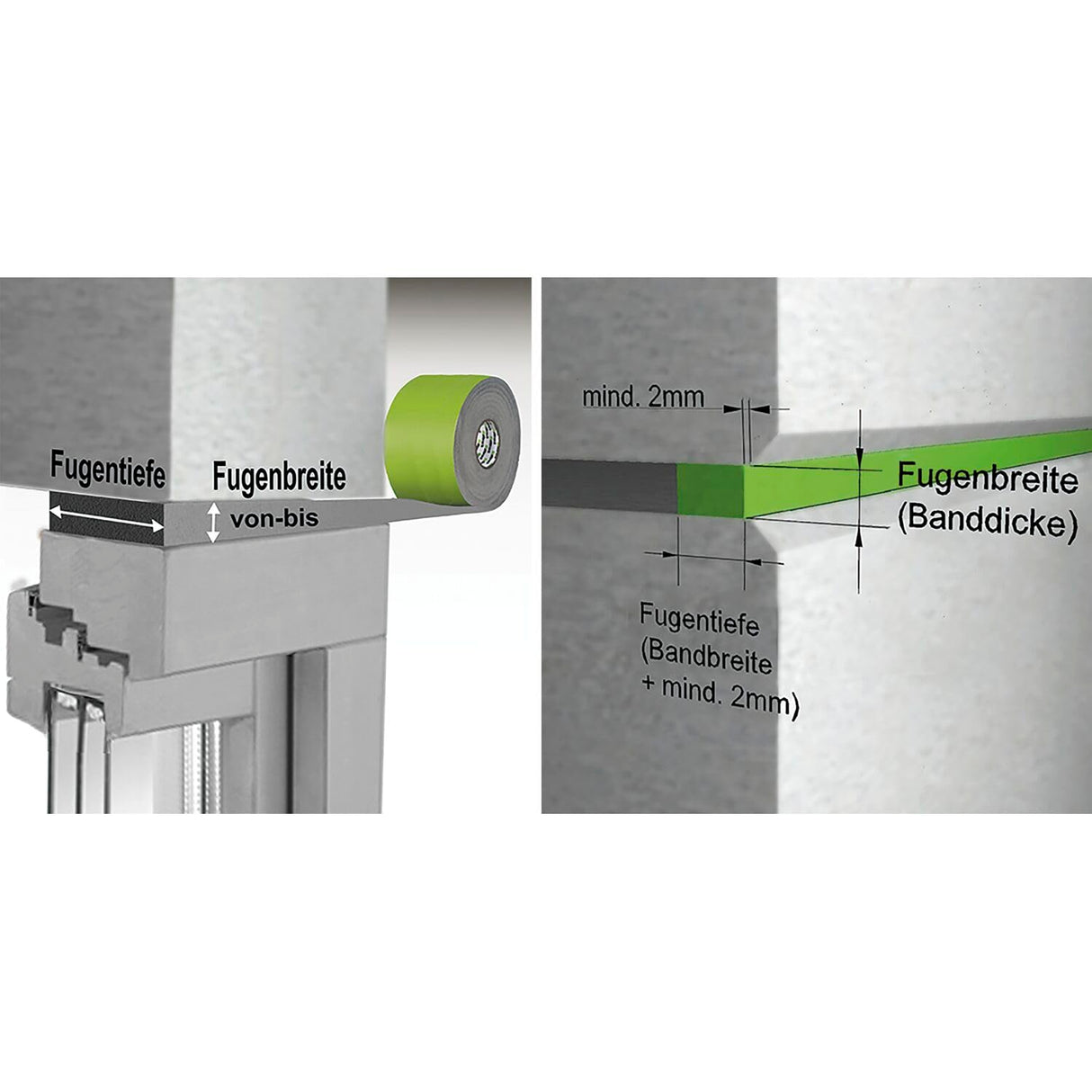 Illbruck Cinta de sellado para juntas B 58 mm TP654 con estructura de espuma de 3 capas, 8 m