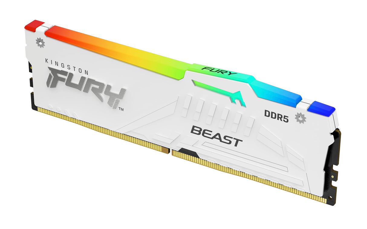 Kingston FURY Beast Blanco RGB XMP 128GB 5600MT/s DDR5 CL40 DIMM Memoria gamer para Ordenadores de sobremesa Kit de 4 - KF556C40BWAK4-128