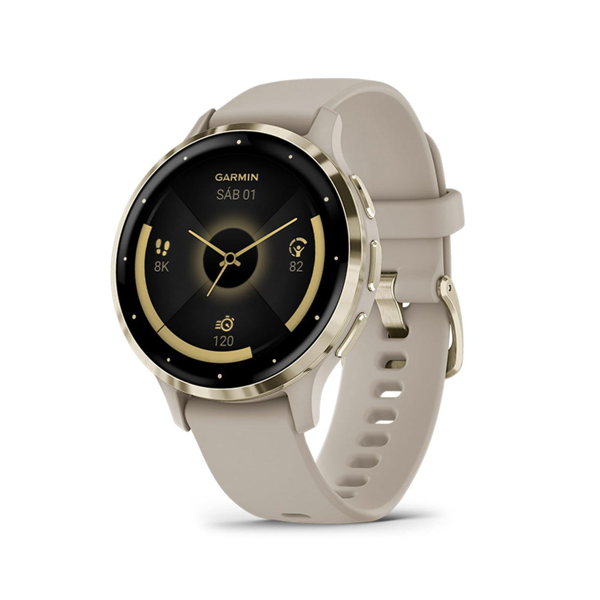 Garmin Venu 3S, Smartwatch Premium con GPS, AMOLED, Funciones avanzadas de Salud y Forma física, más de 30 Aplicaciones Deportivas, 10 días de autonomía, Beige Gold