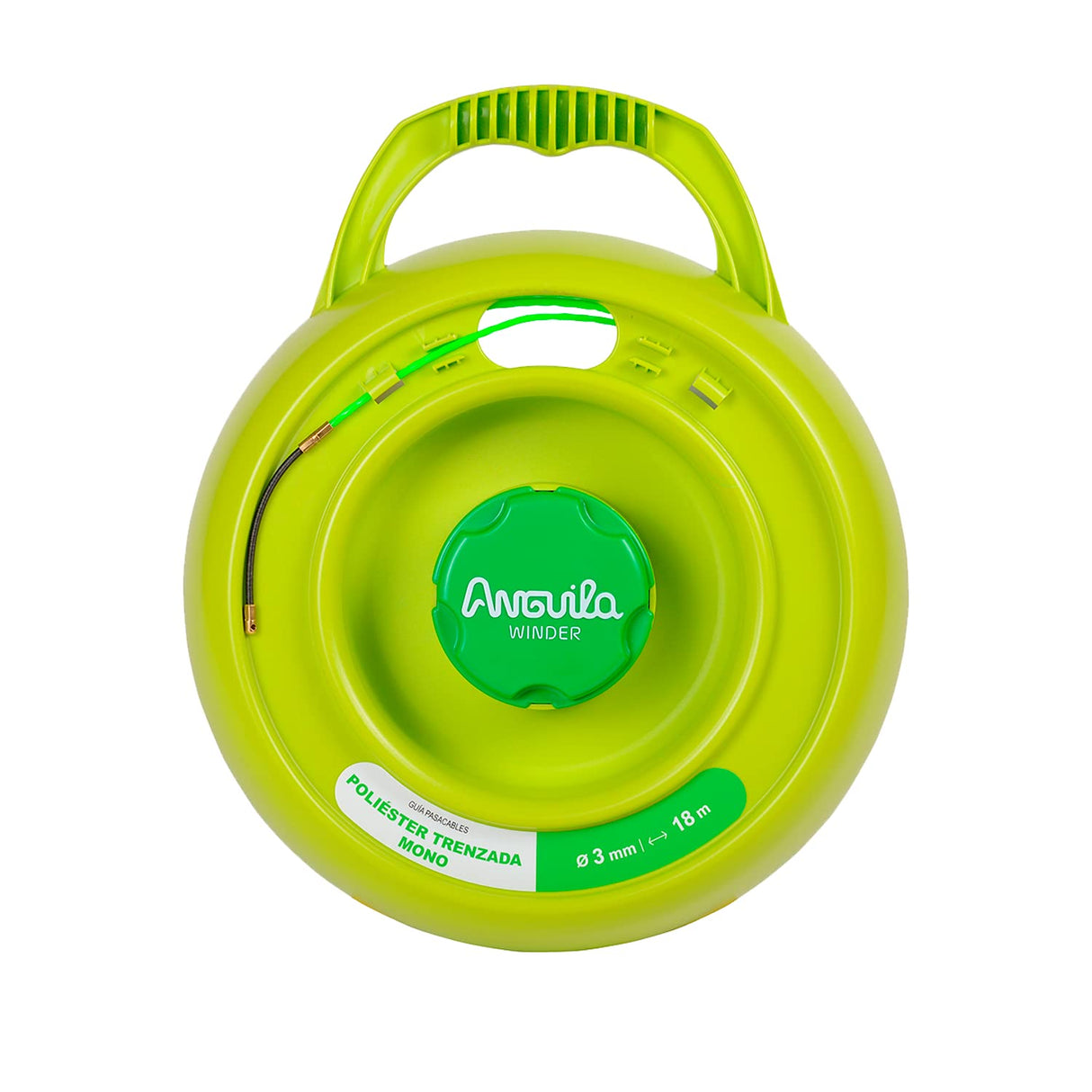 Anguila Max | Winder | Enrollador | Especial Tubos Estrechos | Poliéster Trenzado Triple | Color Verde | Diámetro 3mm | 18 metros