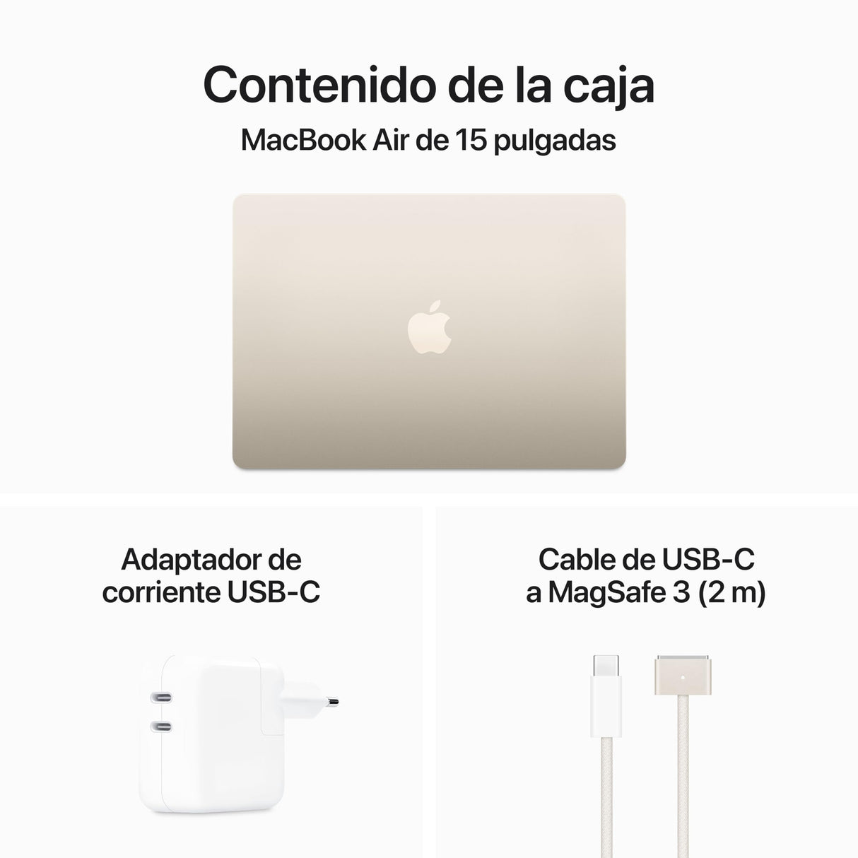 Apple 2024 MacBook Air de 15 Pulgadas con Chip M3 de Apple: Pantalla Liquid Retina de 15,3 Pulgadas, 8 GB de Memoria unificada, SSD de 256 GB, cámara FaceTime HD a 1080p, Touch ID, Blanco Estrella