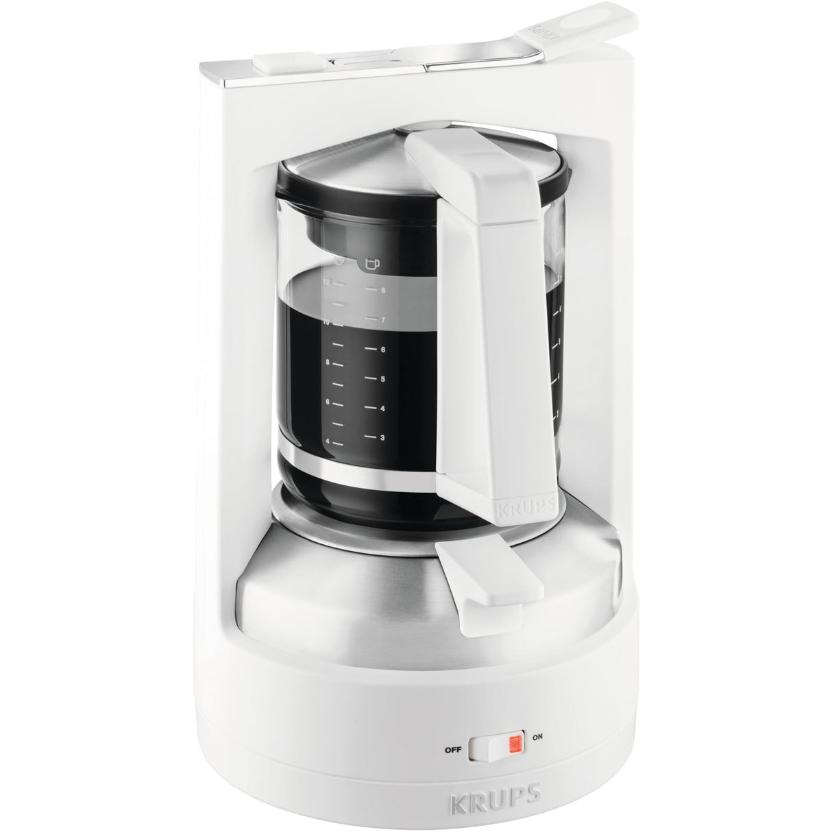 Krups KM468210 - Cafetera de goteo, 850 W, 1 L, acero inoxidable/vidrio, blanco