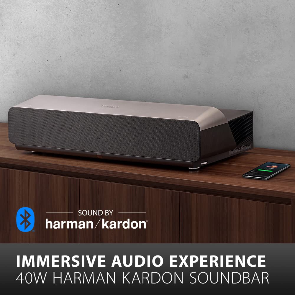 ViewSonic X1000-4K UHD Proyector de Tiro Corto, Ultra HD 4K HDR con Barra de Sonido Harman Kardon, Cine en Casa, WiFi y Bluetooth