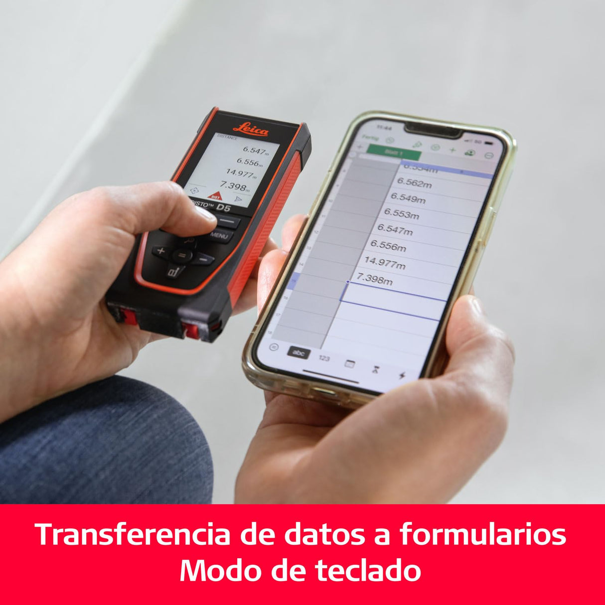 Leica Disto D5 Medidor Láser de Distancia Profesional con Bluetooth (App), Puntero Digital (Interior y Exterior) y Sensor de Inclinación para Seguimiento de Alturas, Medición de Perfiles y Ángulos