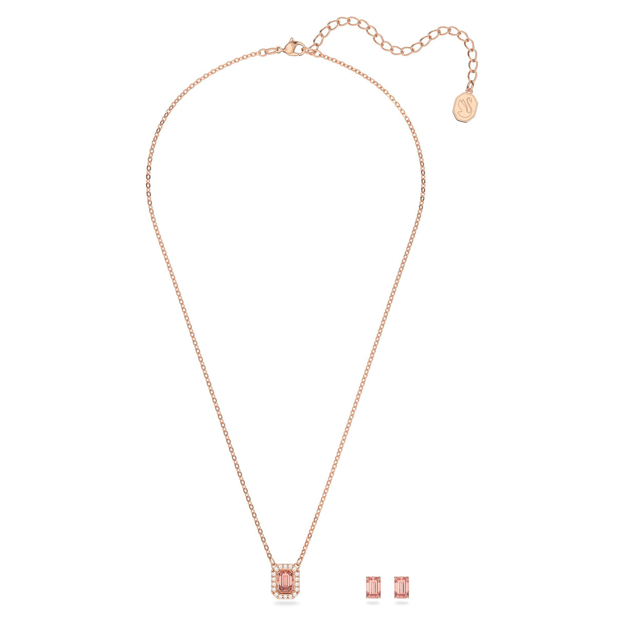 Swarovski Conjunto de Collar y Pendientes Millenia para Mujer, Baño Tono Oro Rosa, Cristales de Pavés, Colección Millenia de Swarovski