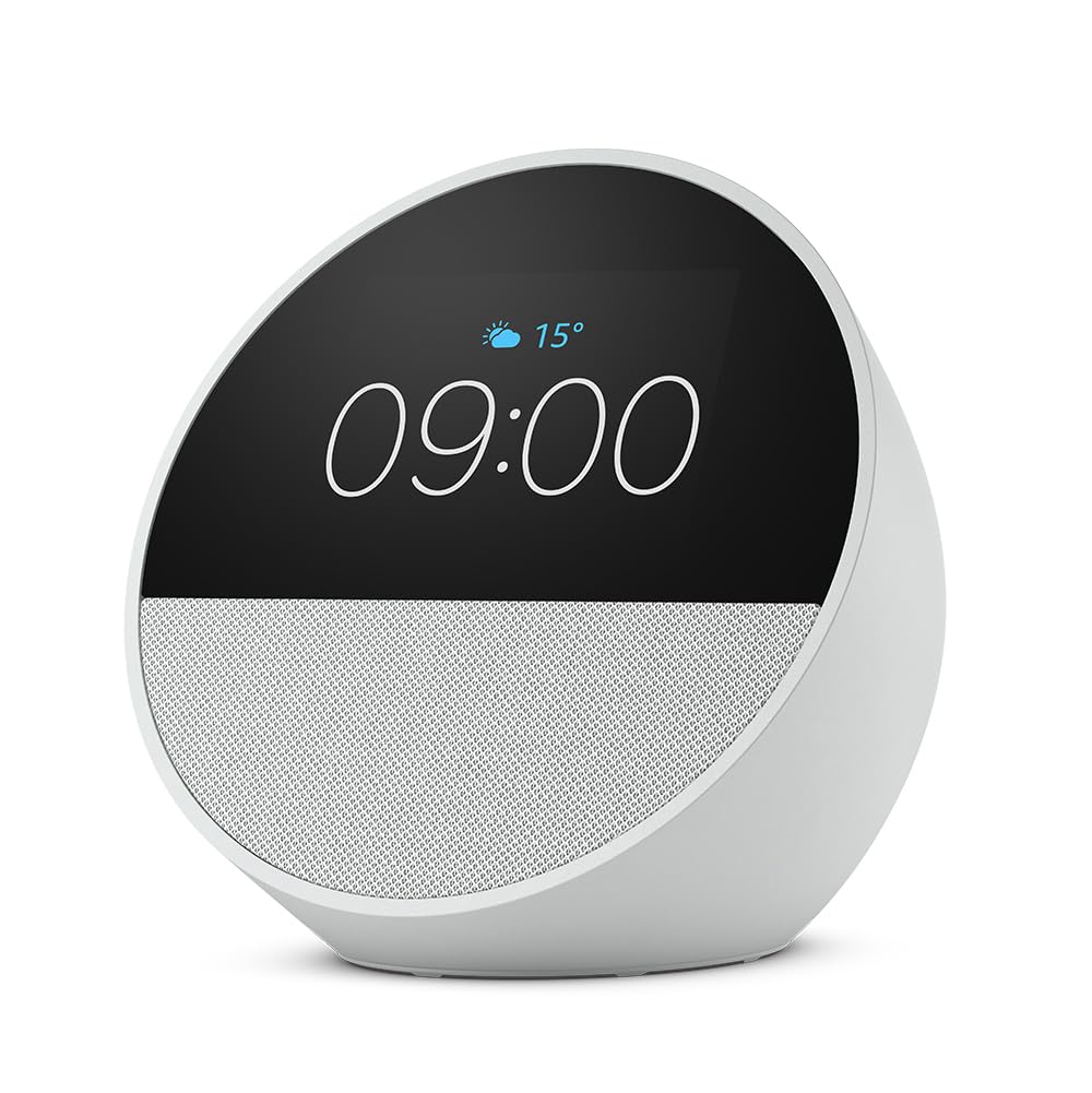 Amazon Echo Spot (modelo de 2024) | Despertador inteligente con sonido de calidad y Alexa | Blanco