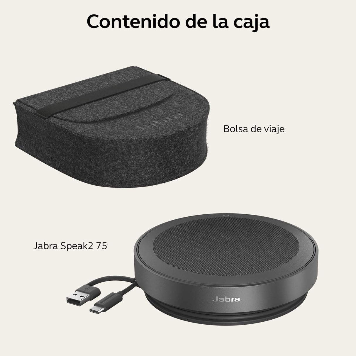 Jabra Speak2 75 Altavoz inalámbrico Bluetooth para el Trabajo, 4 micrófonos con cancelación de Ruido, Altavoces de 65 mm - Nueva función de conexión -USB-A y USB-C, Zoom y Google Meet, Gris Oscuro