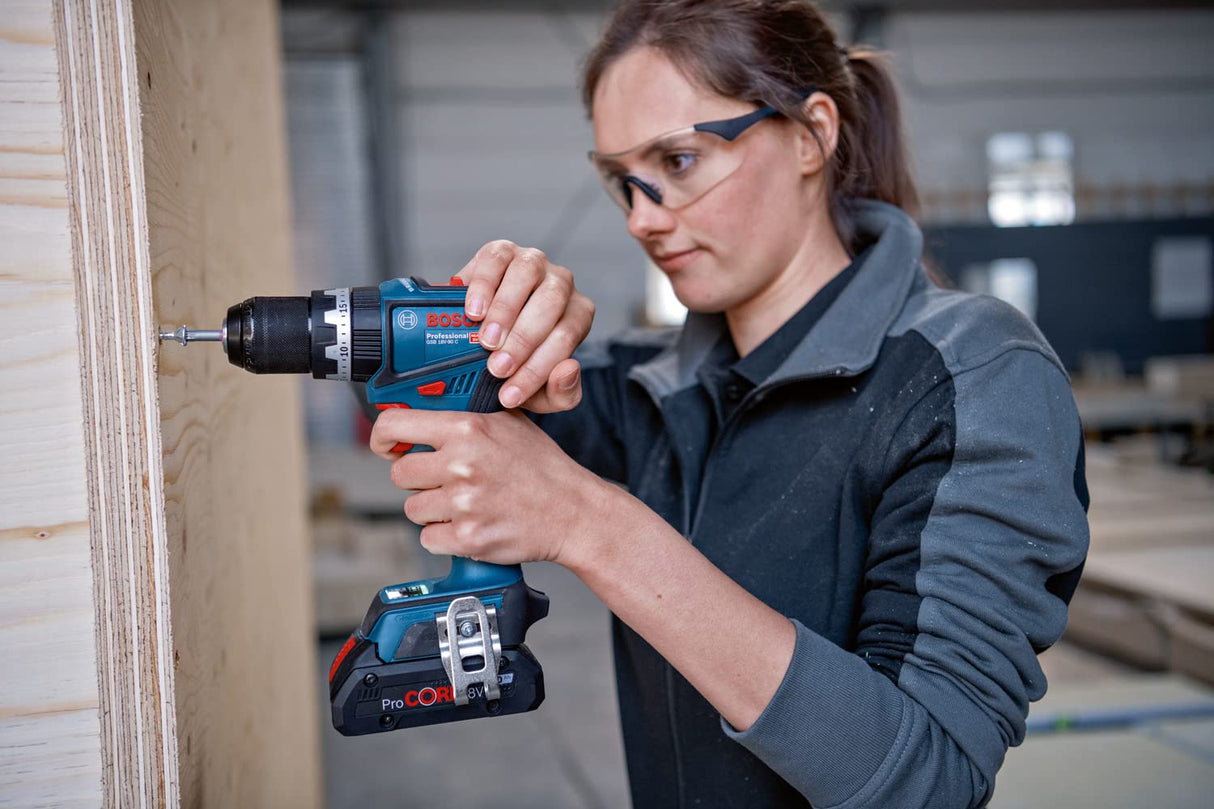 Bosch Professional 18V System GSB 18V-90 C - Taladro percutor a batería (64 Nm, 2100 rpm, conectable, sin batería, en caja)