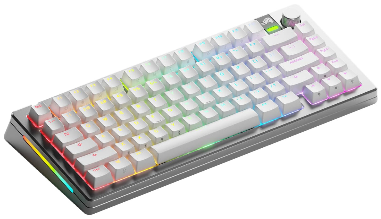 Glorious Gaming GMMK 3 Pro trådlöst mekaniskt tangentbord, Bluetooth Och 2,4 GHz, utbytbara MX-brytare, modulärt aluminiumhölje Och packningssystem, doubleshot-tangenter, 75% TKL, USA QWERTY - Silver