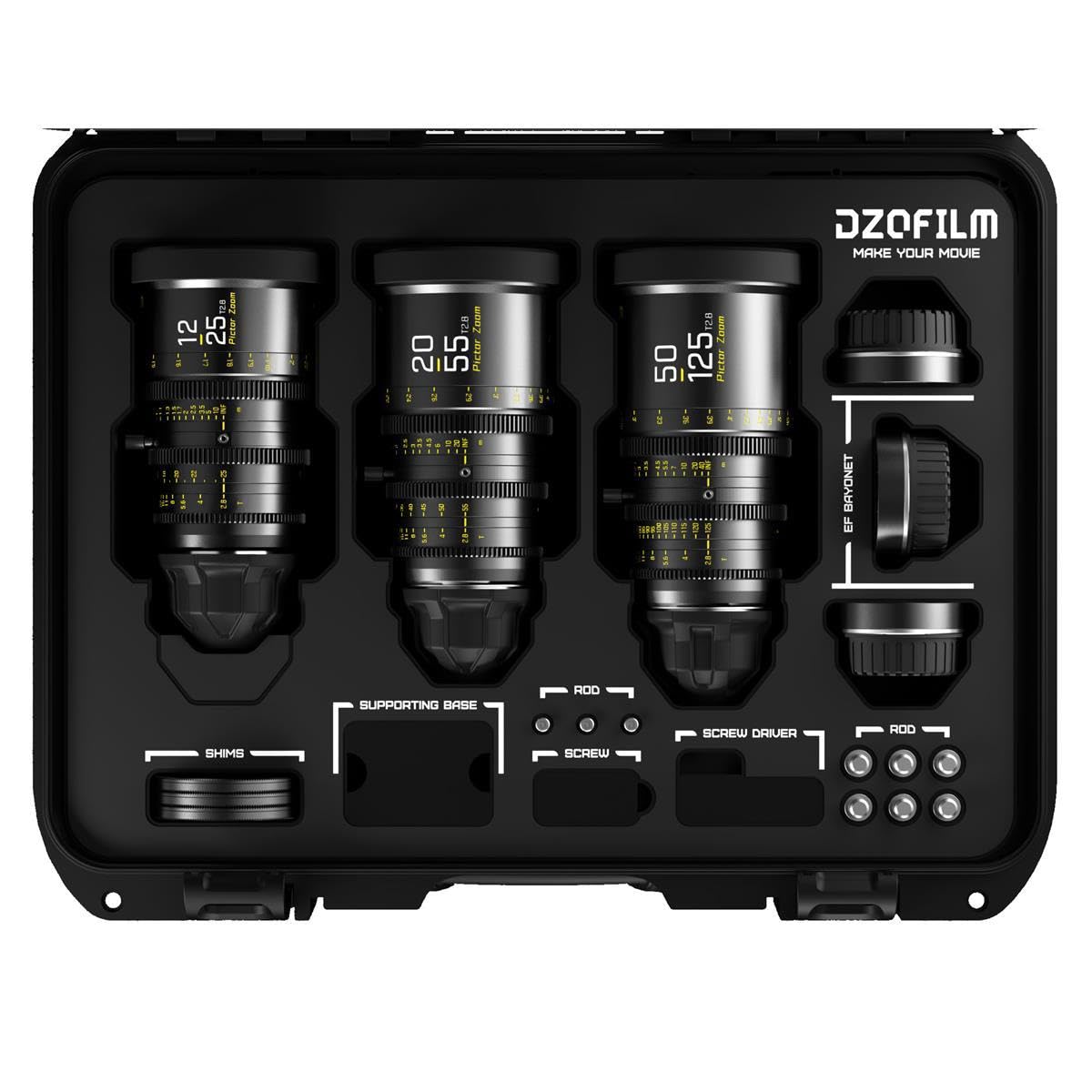 DZOFILM Cine Lens Pictor Zoom 3-Lens Kit (12-25/50-125/20-55 T2.8) Black