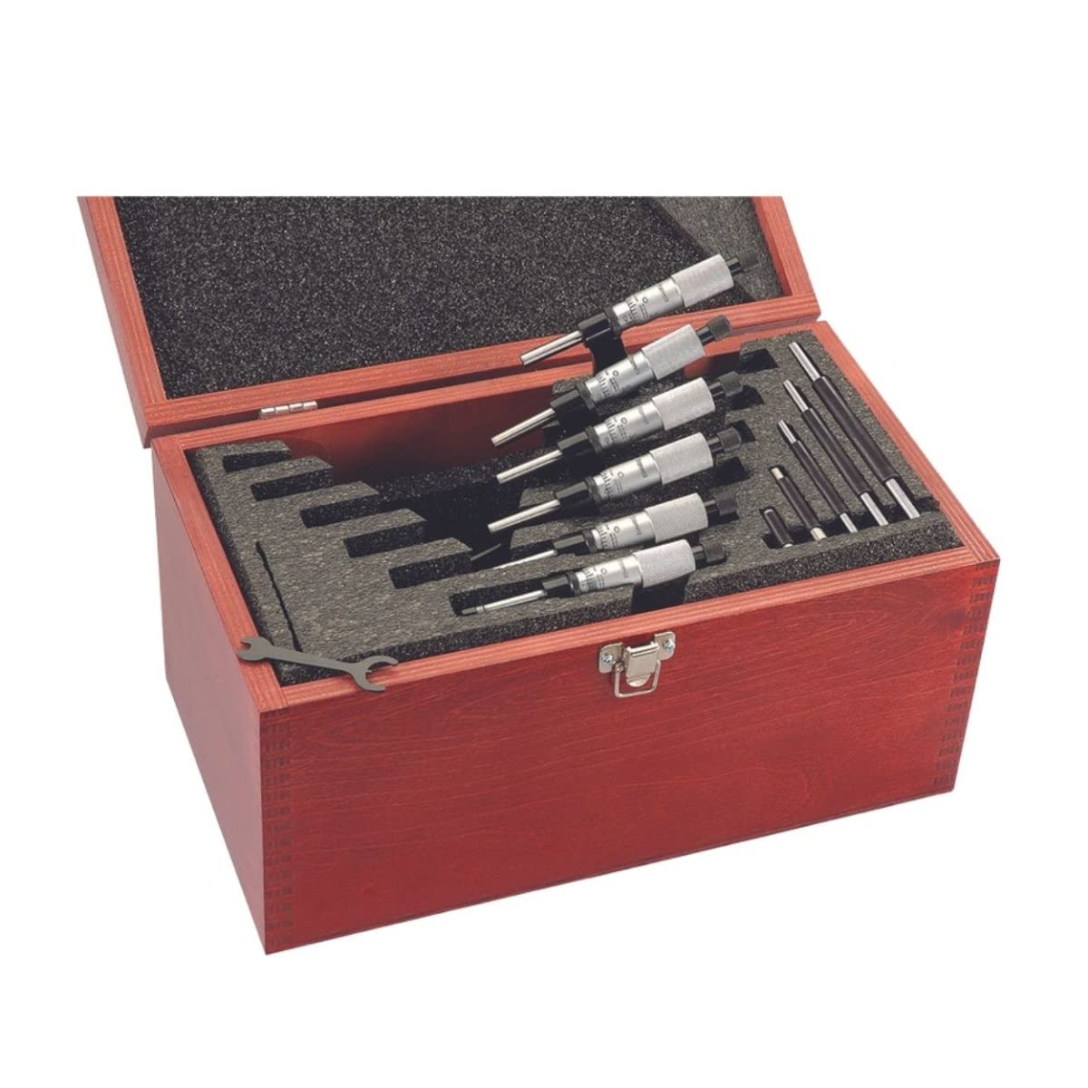 Starrett S436.1CXRLZ 436.1 Series Juego de micrómetros externos, tope de carraca, tuerca de bloqueo, caras de carburo, rango de 0-15 cm, graduación de 0 cm
