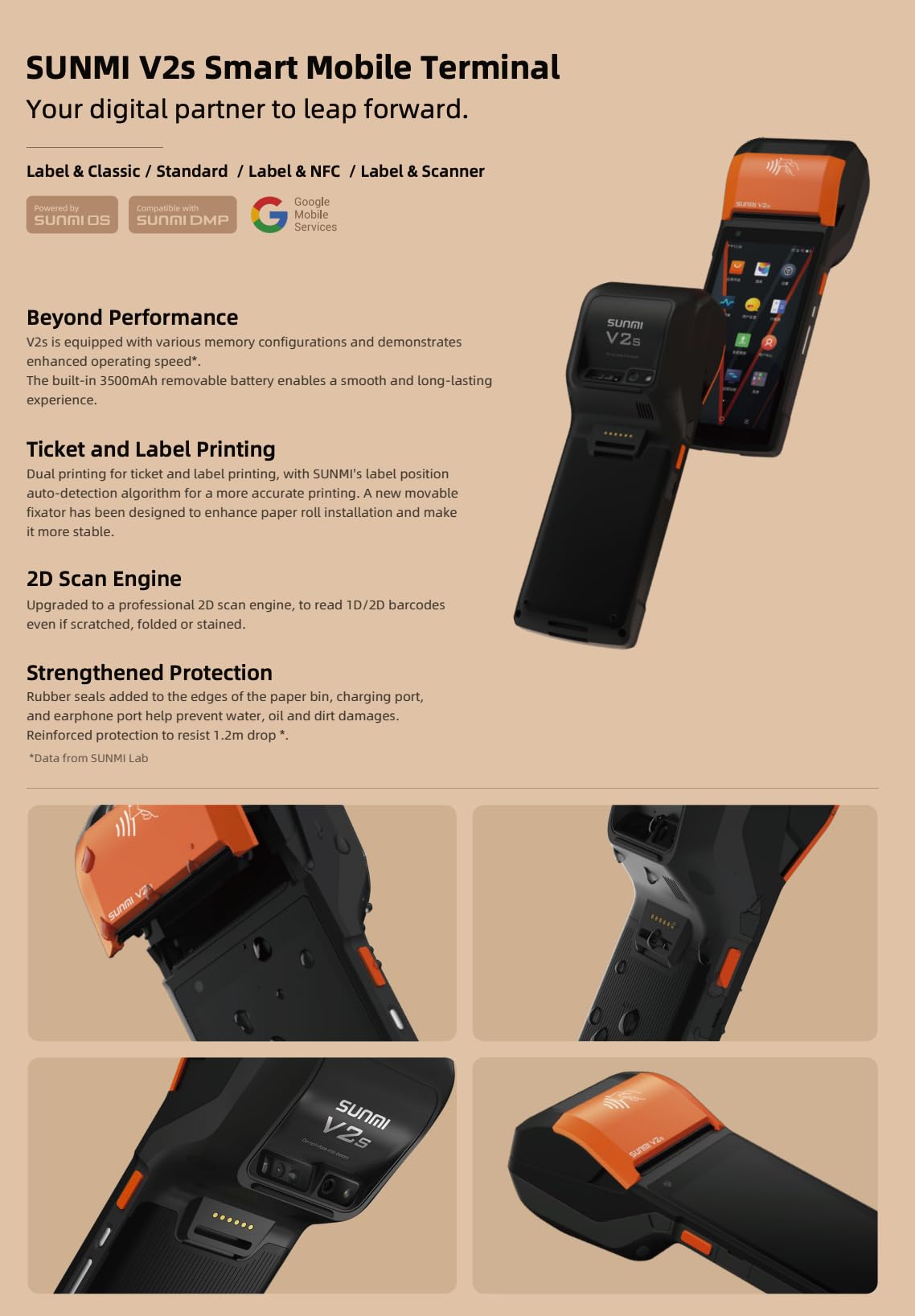 SUNMI V2s Smart Mobile Terminal Portátil Bolsillo