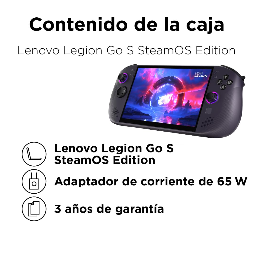 Lenovo Legion Go S - Consola Portátil Gaming 8" WUXGA (AMD Ryzen Z1 Extreme, 32 GB RAM, 1 TB SSD, AMD Radeon Graphics, 120 Hz, Wi-Fi 6E, SteamOS en Español) – Violeta Oscuro