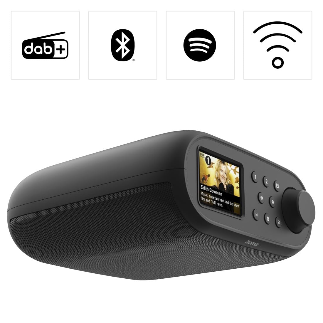 Hama | Radio Digital Internet Dab+/FM + Bluetooth RX + Wi‑Fi 2,4/5 GHz + Spotify Connect – Receptor Bluetooth – Despertador Doble – Negro