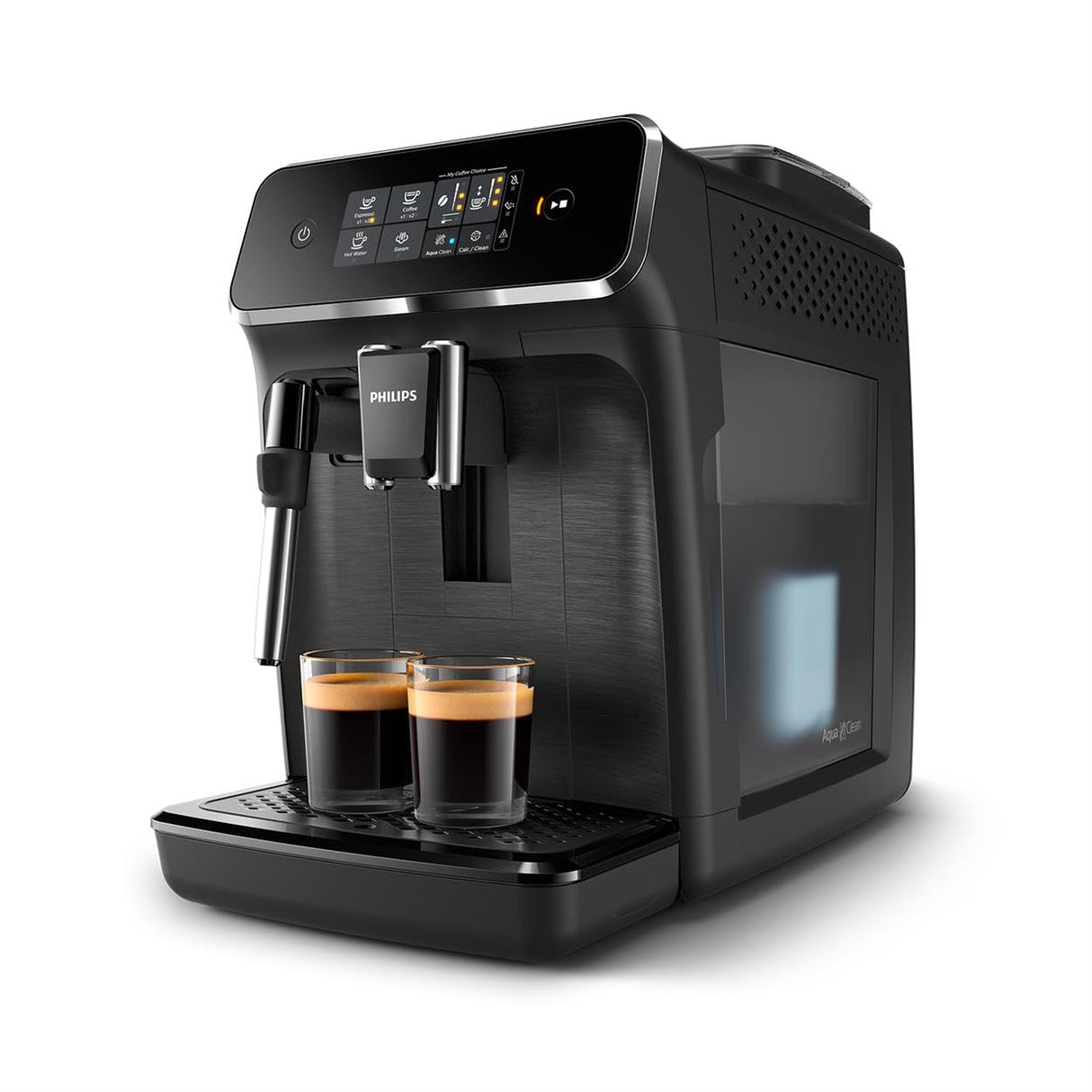 Philips Serie 2200 Cafetera Espresso Totalmente Automática - 2 Cafés, Pantalla Táctil, Espumador de Leche Clásico, Molinillo de Cerámica, Negro Mate (EP2220/10)