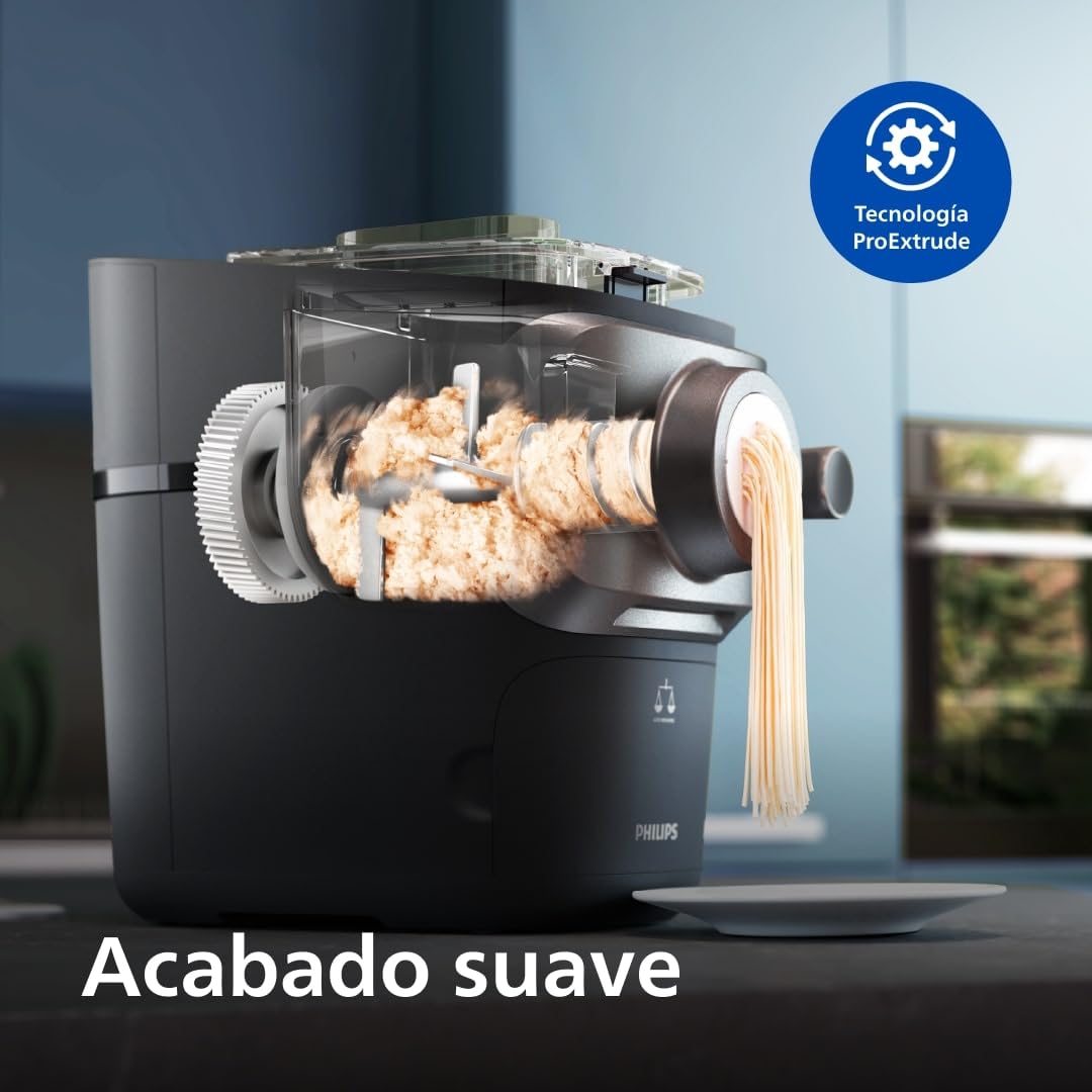 Philips Máquina Para Hacer Pasta 7000 Series - Tecnología ProExtrude, Pesaje Automático, Completamente Automático, 8 Discos Para Dar Forma, Negro (HR2665/93)
