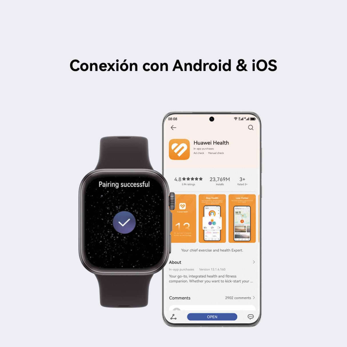 HUAWEI Watch FIT 4 Smartwatch, Brillo máximo de 2.000 nits, Pago por NFC, Barómetro, Dual –Band GPS, Carga Inalámbrica, Ultrafino, Monitor de Actividad Física