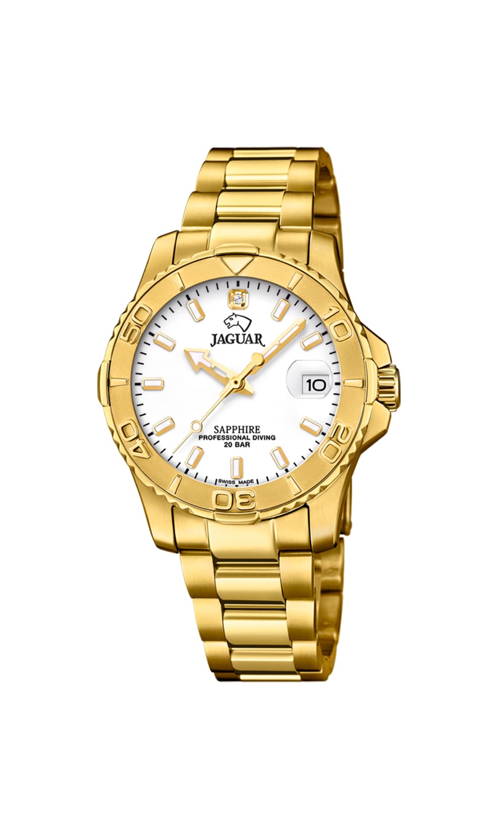 JAGUAR Reloj Modelo J898/3 de la colección Woman, Caja de 34 mm Blanco con Correa de armys Chapado para señora