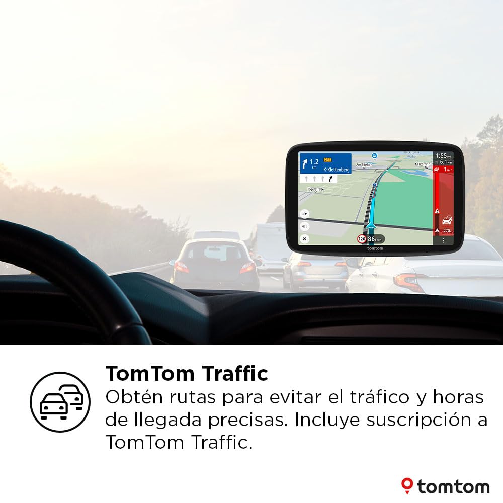 TomTom GPS GO Navigator,Pantalla de 7", info tráfico en Tiempo Real, Prueba de 12 Meses de alertas de radares de tráfico, mapas Europa, actualiz. Wi-Fi, Servicios Premium, Soporte magnético