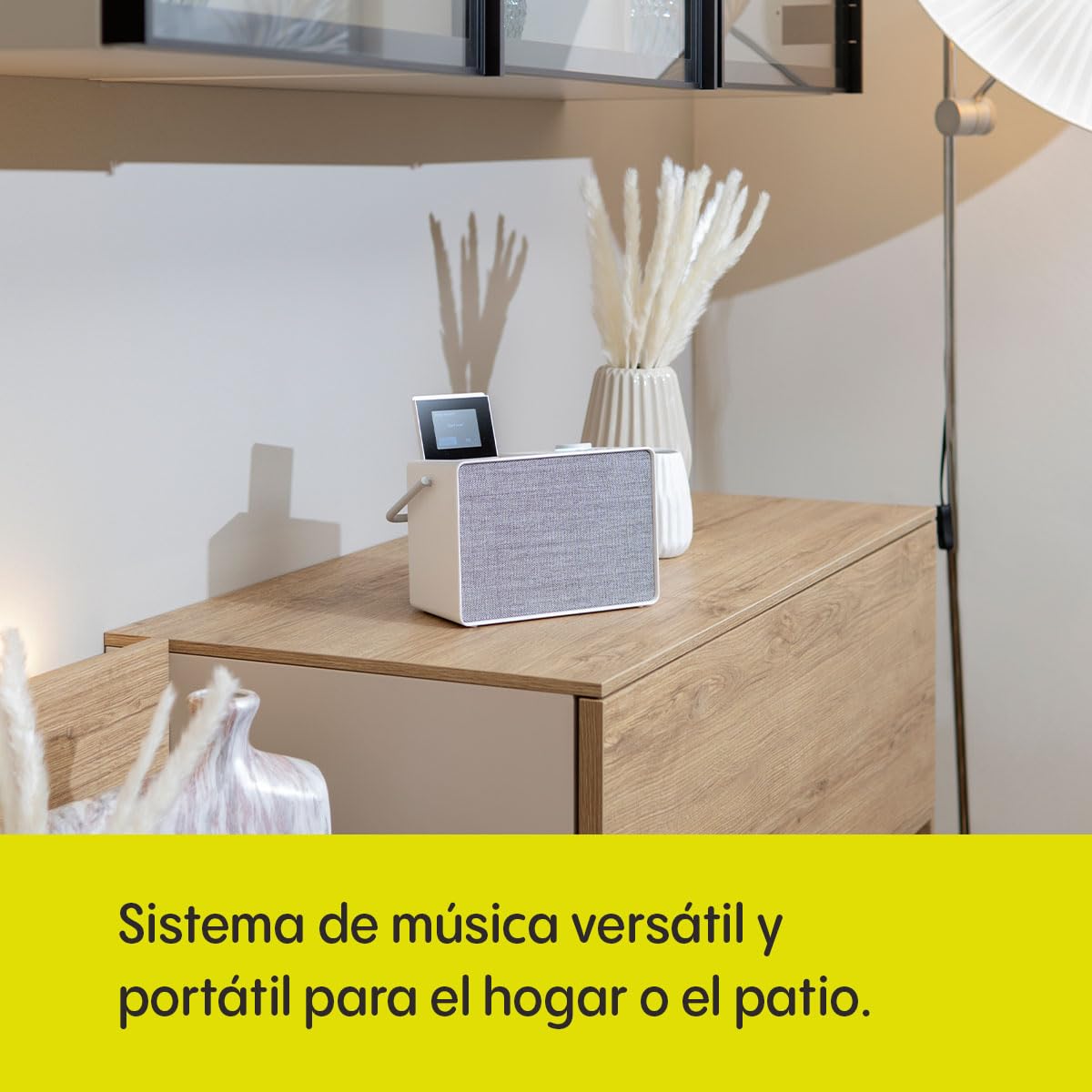 Pure Evoke Play Sistema de música versátil para Interiores y Exteriores (Radio Dab+ /FM, Radio por Internet, podcasts, Spotify Connect, Bluetooth en un Rico Sonido estéreo de 40W), Blanco algodón