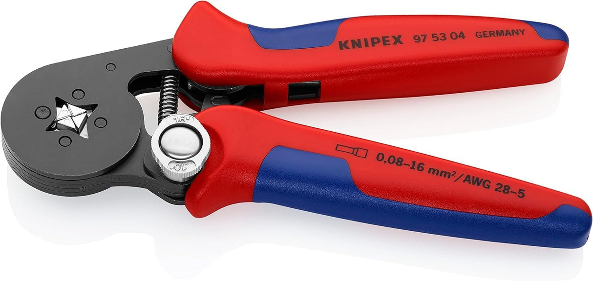Knipex Alicate autoajustable para crimpar punteras huecas de acceso lateral bruñido, con fundas multicomponentes 180 mm 97 53 04