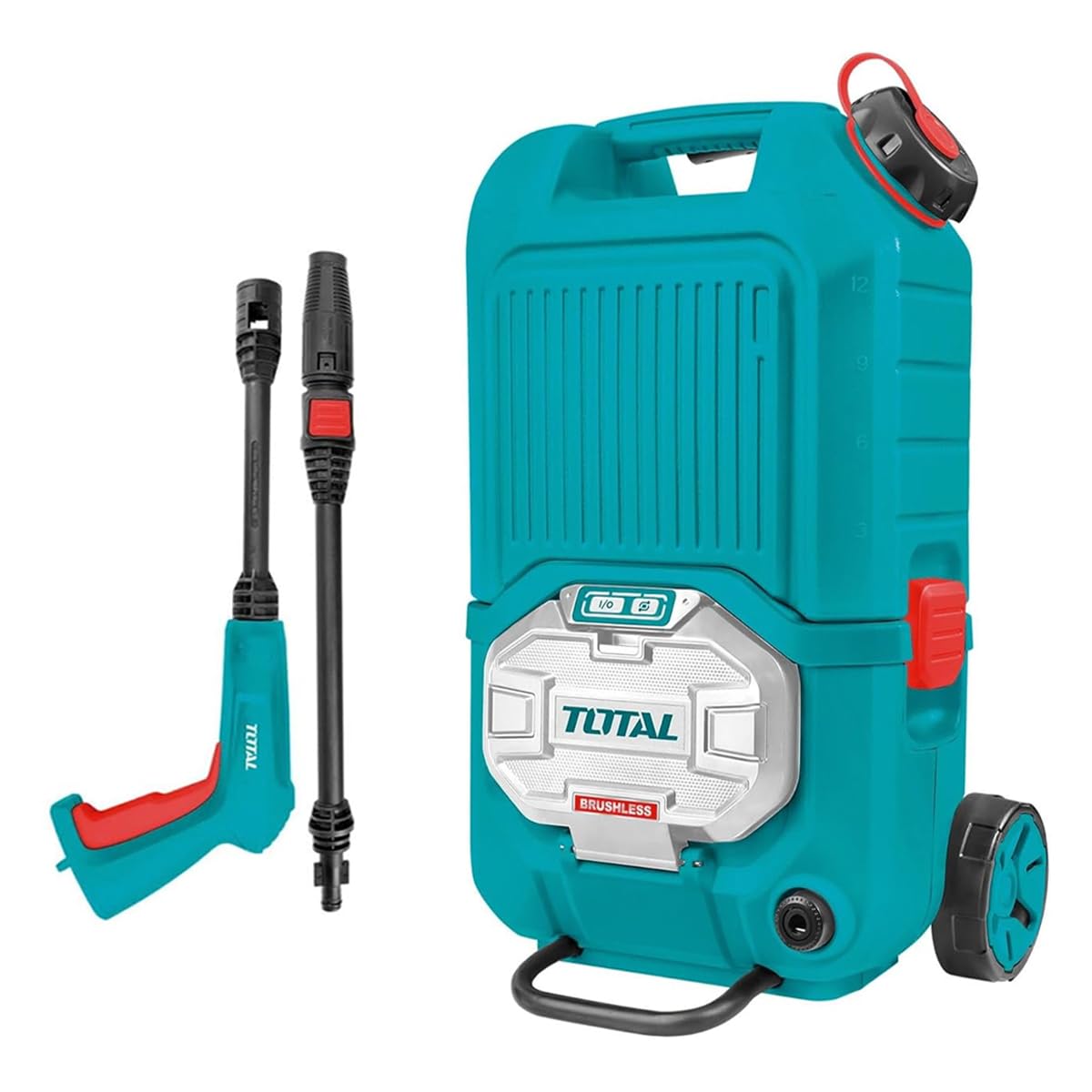 TOTAL - Hidrolimpiadora de Alta Presión a Batería TPWLI4006, 40V, 80 Bar, Volumen de 4 l/min, 3 Velocidades, Con Accesorios y Manguera, No incluye baterías ni cargador