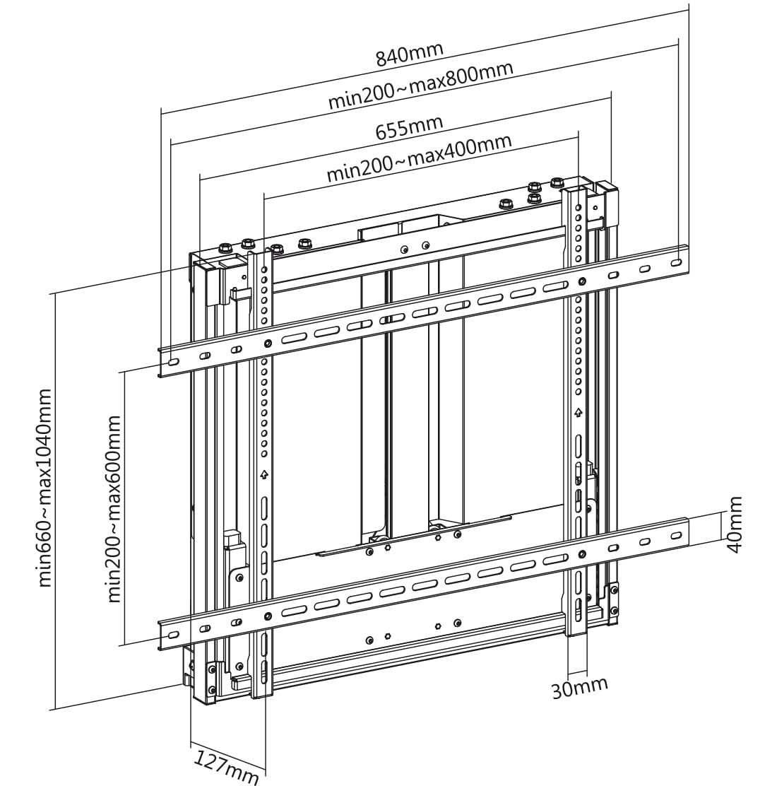 my wall HP34-1L - Soporte Interactivo para Pizarra Blanca y TV (para Pantallas de 50"-75", soporta hasta 60 kg, Ajuste de Altura sin Niveles, diseño Plano, con Sistema de muelles)