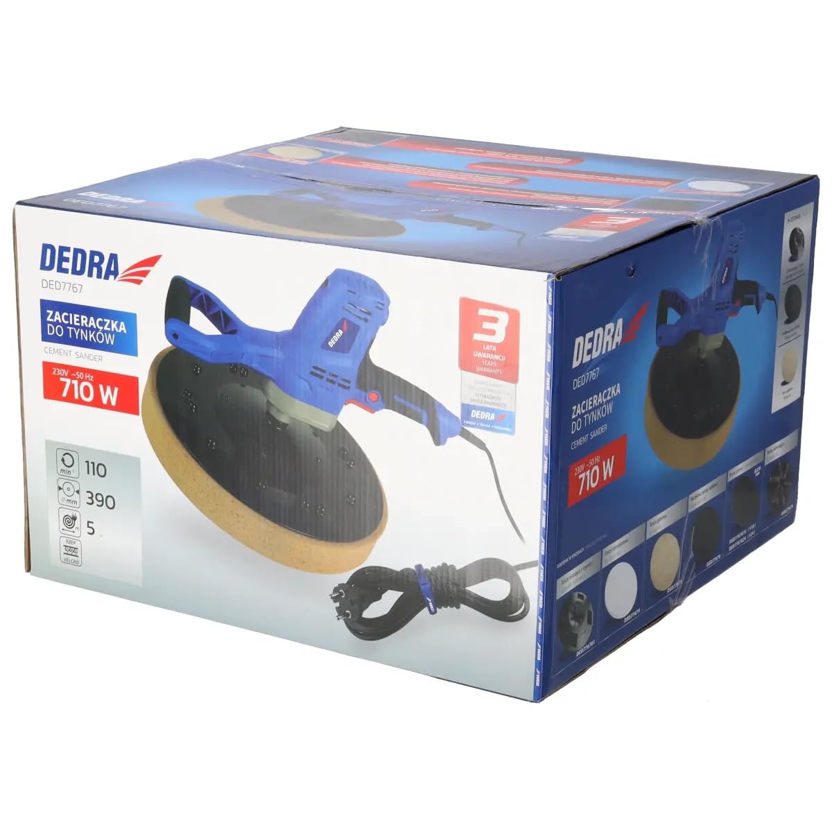 Dedra - Máquina de limpieza (710 W, diámetro del disco de 390 mm, 110 rpm, agarre suave, un dispositivo multifuncional para el tratamiento de superficies de paredes o suelos)