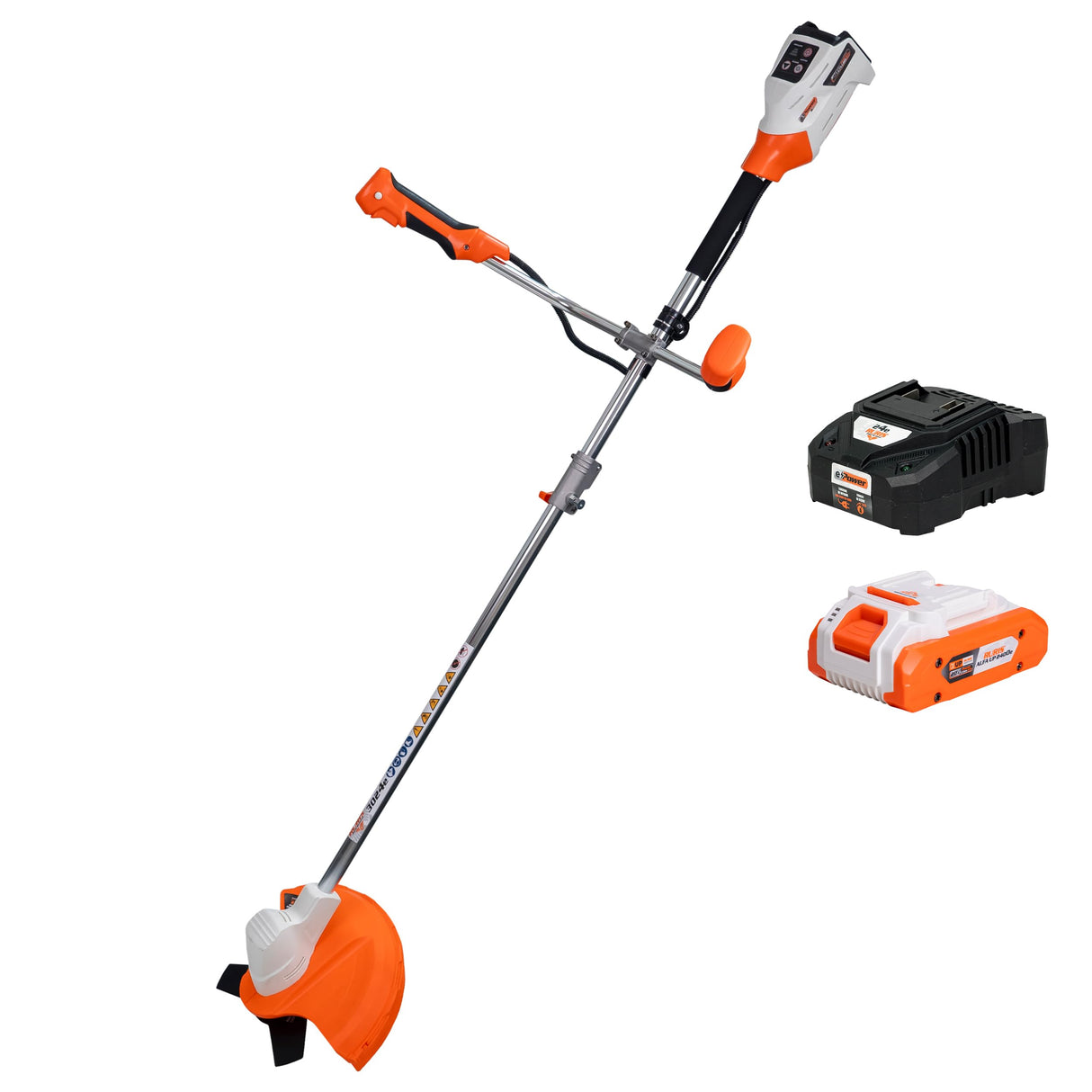 RURIS - Desbrozadora con batería 3024e - Motor sin escobillas - Ancho de Corte 300 mm (Alambre) / 255 mm (Hoja), Asas ergonómicas, batería de 20 V Li-Ion 4 Ah y Cargador Incluido