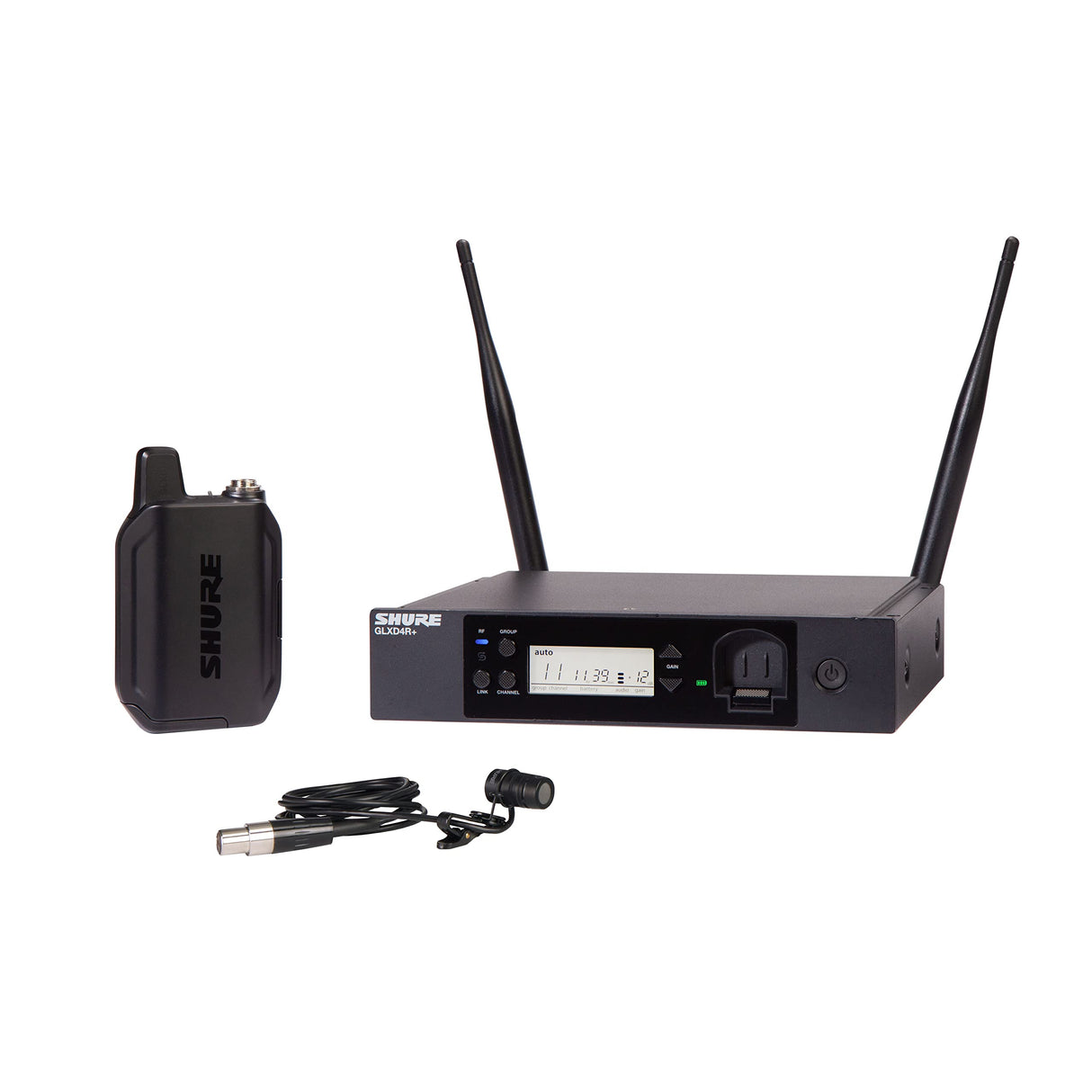 Micrófono inalámbrico Shure GLXD14R+/85 de Doble Banda con batería de 12 Horas y Alcance de 30m, Incluye micrófono de Solapa WL185 y Receptor de un Solo Canal.