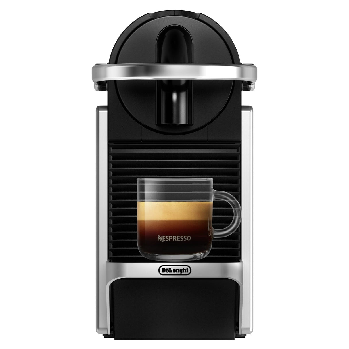 Nespresso De'Longhi Pixie EN127.S, Máquina de Café en Cápsulas, Espresso y Café Lungo, Modo ECO, Diseño Compacto, Sistema de Presión de 19 Bares, Pack de Bienvenida Incluido, 1260W, Silver