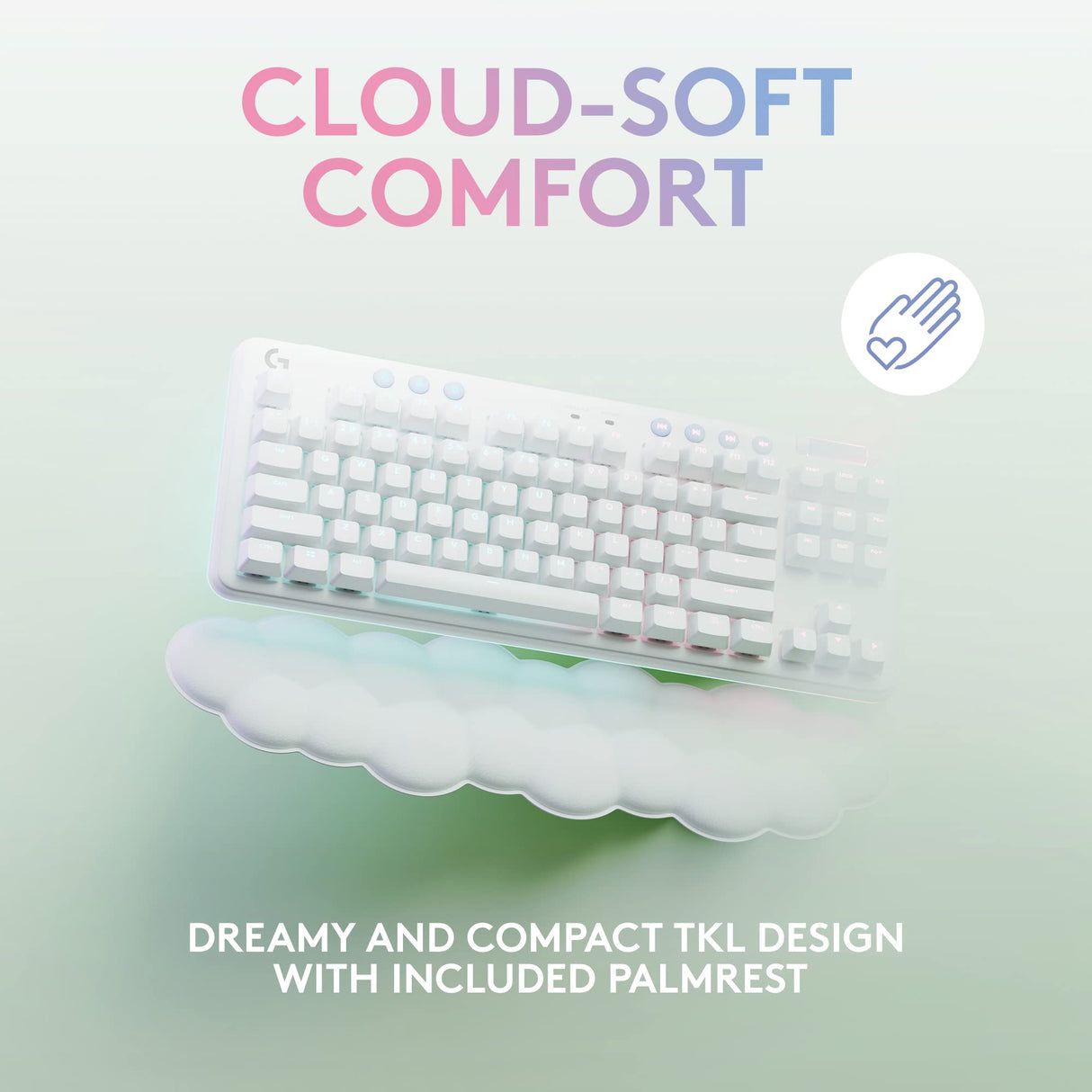Logitech G715 Teclado Para Gaming Inalámbrico con Iluminación LIGHTSYNC RGB, LIGHTSPEED, Interruptores Linear (GX Rojo) y Reposamanos Para Teclado, Compatible con PC y Mac, Blanco